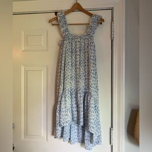 Entro Blue and White Patterned Kids Dress